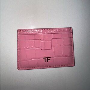 Tom Ford Pink Croc-Embossed Card Holder